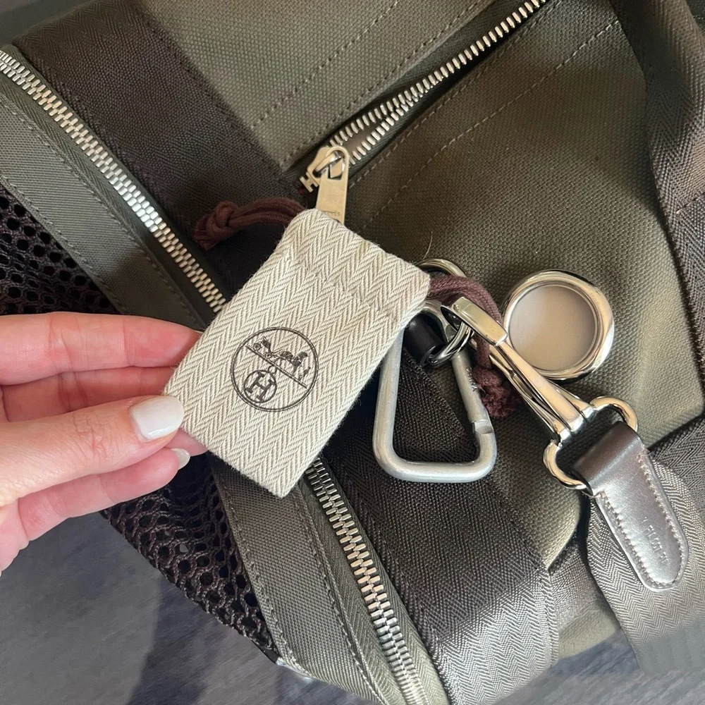 Hermes Careying Dog Travel Bag - Green Canvas